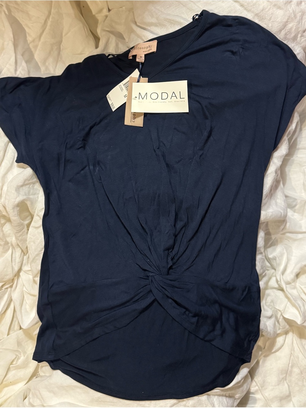 Philosophy Navy Twist-Front Modal Tee